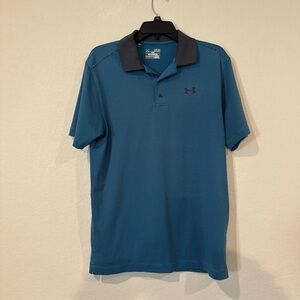 Under Armour Men's Striped Teal Polo Shirt